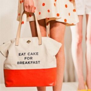 Kate Spade Call to Action Eat Cake for Breakfast tote bag